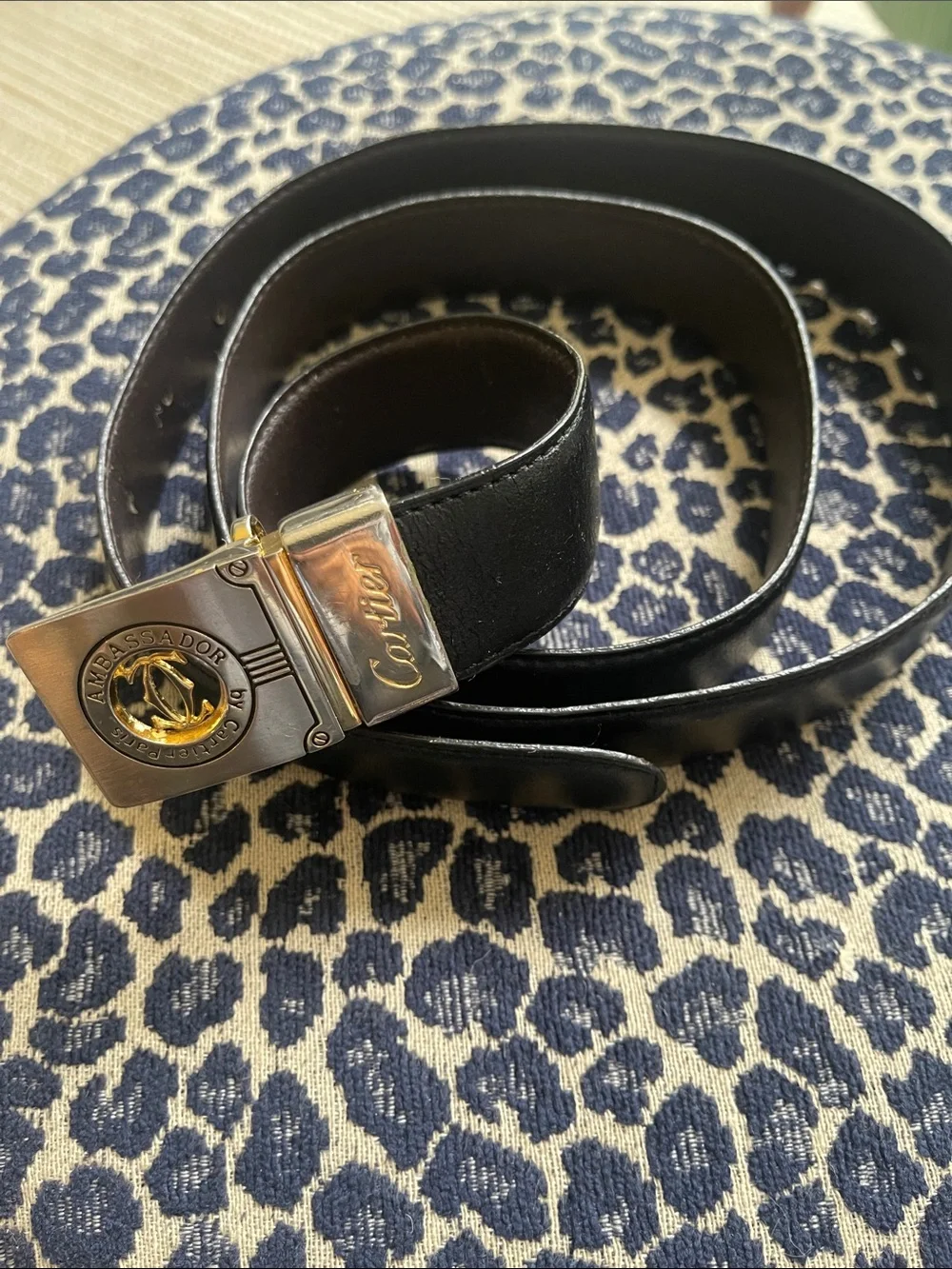 Vintage Cartier Ambassador by Cartier Paris Reversible Leather Belt 38”